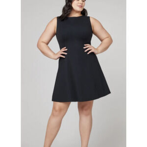 NEW Spanx S Perfect Fit Flare Dress Black Career Classic Slimming Sleeveless